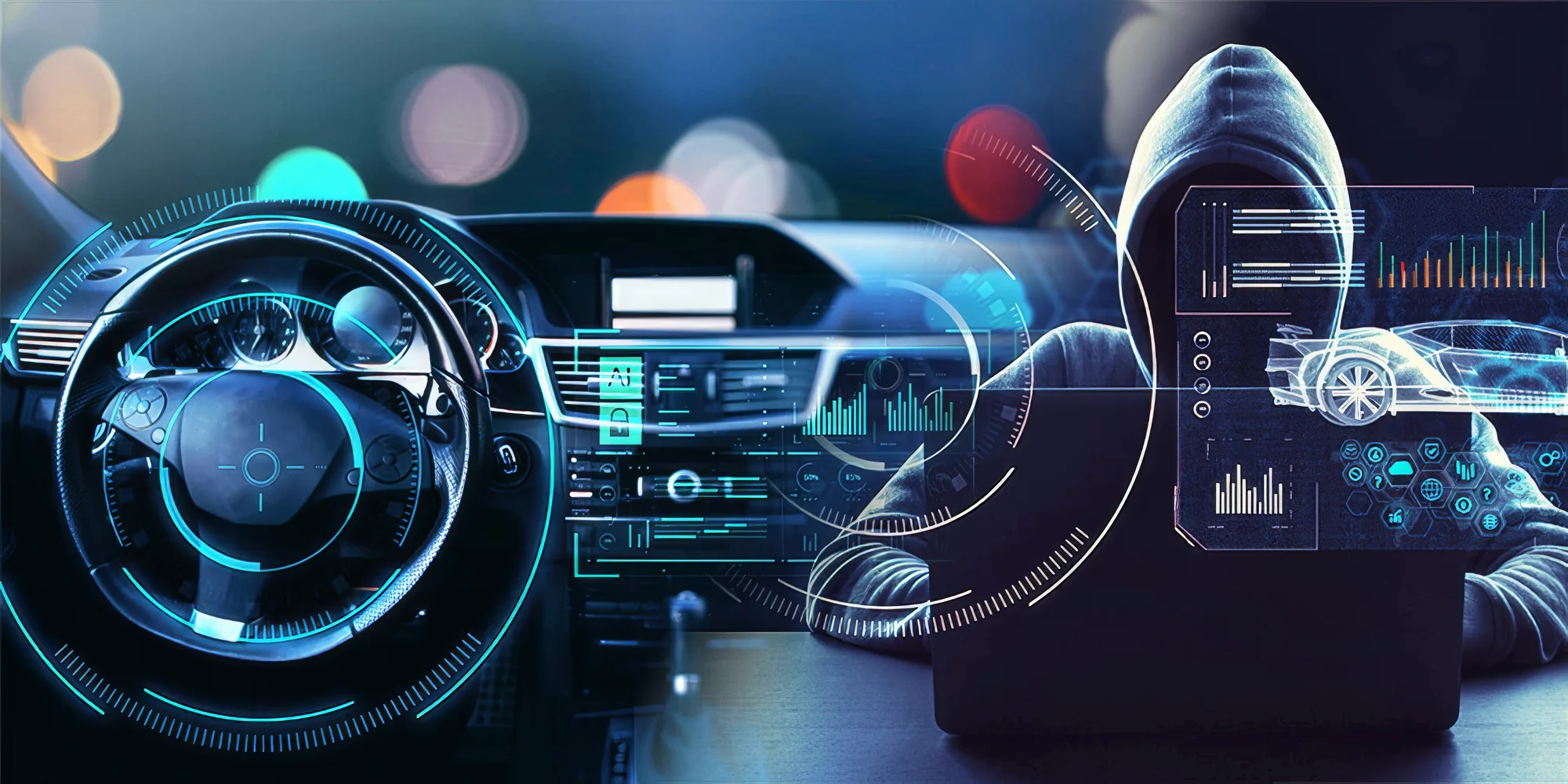 A diagram illustrating the expanding cybersecurity attack surface of software-defined connected vehicles, highlighting the architectural advantage of edge-native, cloud-free safety systems.